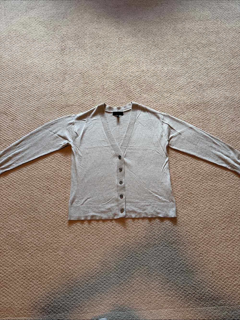 Banana Republic Forever Sweater Light Gray V-Neck Button Cardigan